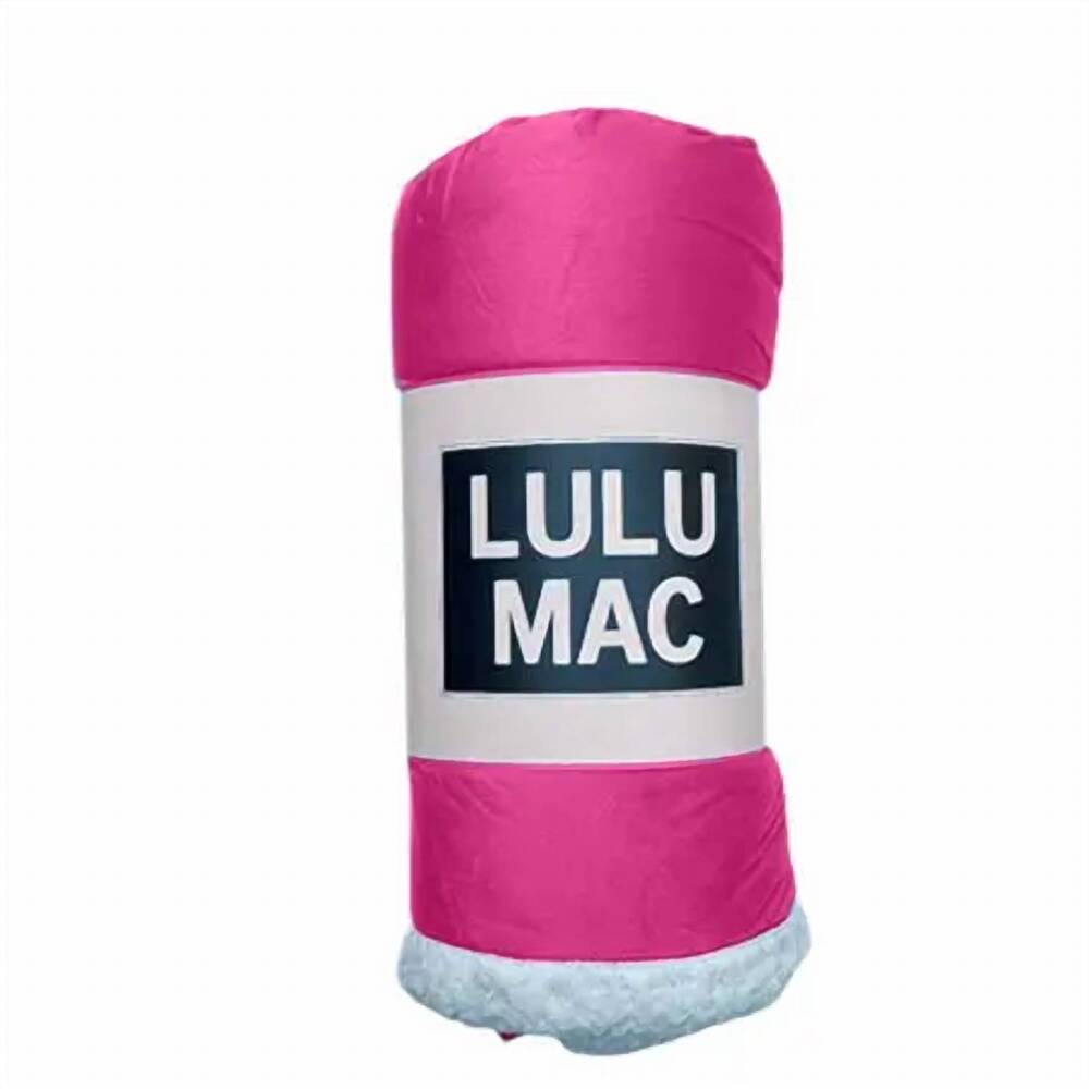NEW LULU MAC logo lined blanket in pink